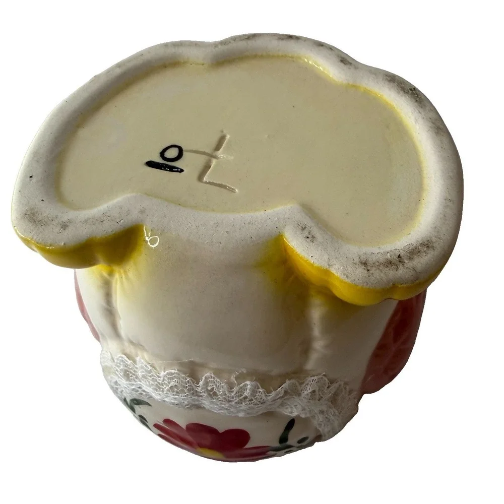 Vintage Duck Canister Cookie Jar Country Cottage Ceramic Mom Dad Ducks Lace Set